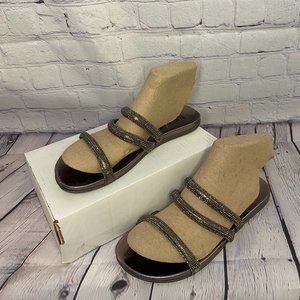 KENNETH COLE slim shotz sandals SIZE 9 PEWTER/ GUNMETAL GRAY